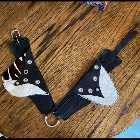 Cowhide black leather hip belt - Picture 2 of 10